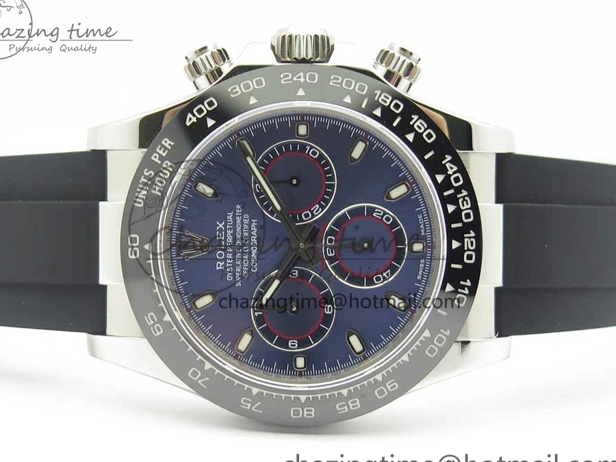 MiroTime 0119 Daytona 116519 Noob 1:1 Best Edition 904L SS Case Blue Dial on Black Rubber Strap SA4130 (Free Extra Strap) Compact 3290